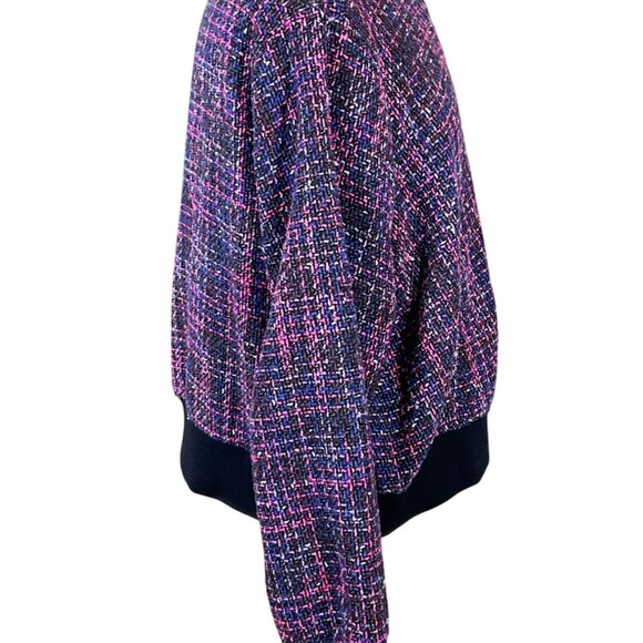 Torrid Pink & Blue Boucle Snap Front Varsity Bomber Jacket Sz 1/14-16/1X - Picture 4 of 11